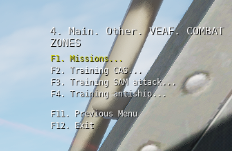 Menu radio COMBAT ZONES